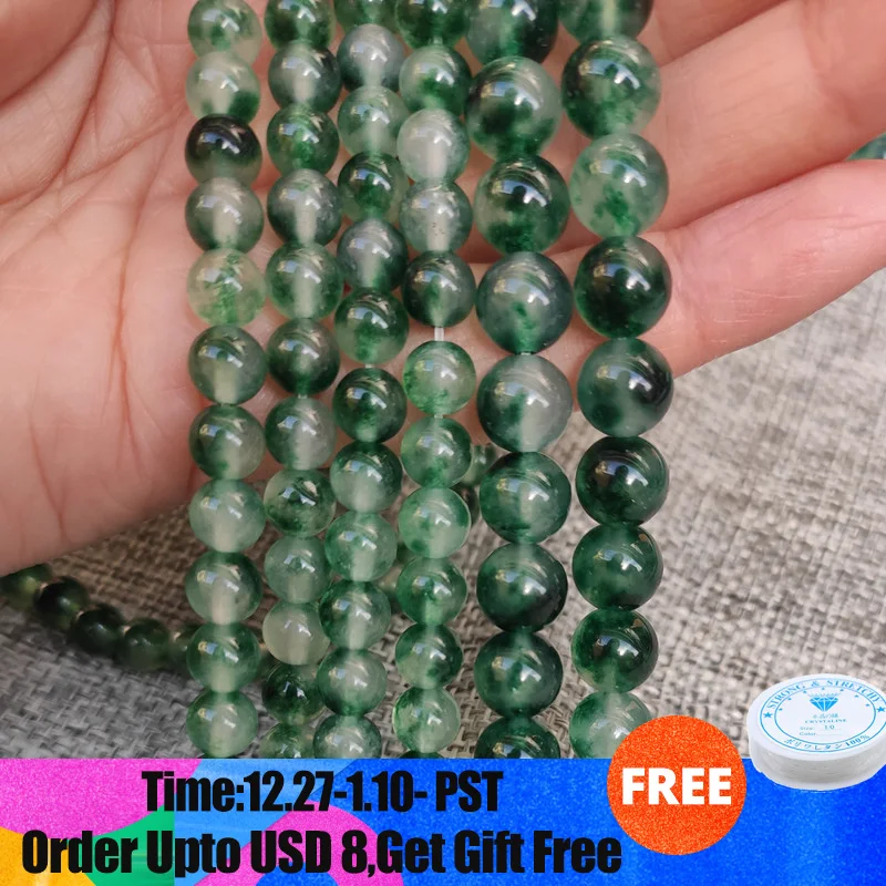 Natural White Green Chalcedony Stone Beads For Jewelry Findings Making Round Loose Beads4 6 8 10 12mm Diy Bracelet Accessories | Украшения