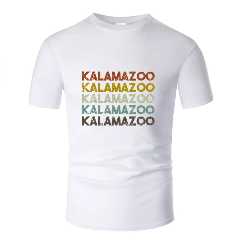 Men-White Повседневная Ретро футболка с принтом kalamazoo michigan,, футболка унисекс для отдыха, круглый воротник, короткий рукав, большой размер S~ 5xl, топ, футболка - Цвет: Men-White