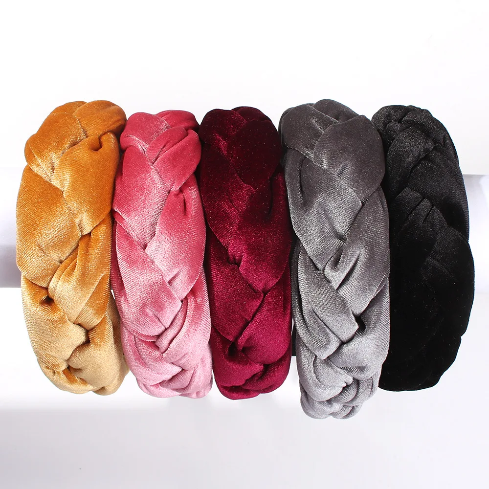 Za New Hot Winter Briaded Velvet Headbands for Women Headwear Accessories Free Dropshipping