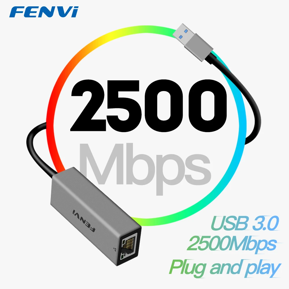 Адаптер Ethernet Fenvi 2500 Мбит/с USB 3 0 к RJ45 Lan для ПК/ноутбука/ТВ-приставки сетевой адаптер