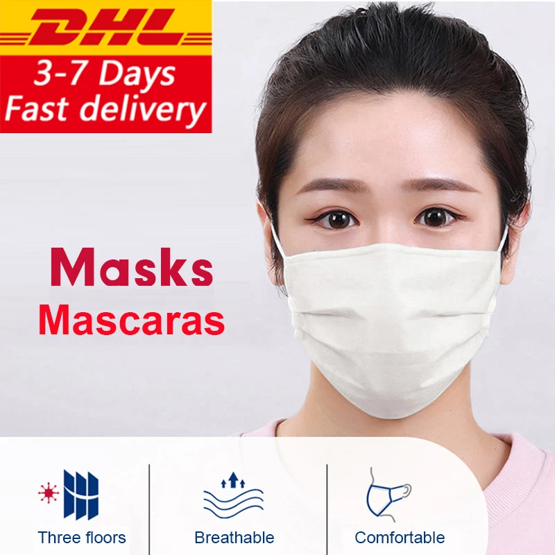 

100pcs/200pcs Anti-Dust Dustproof Disposabl Masks face Masks Earloop Non-woven Fabric mouth masks with DHL