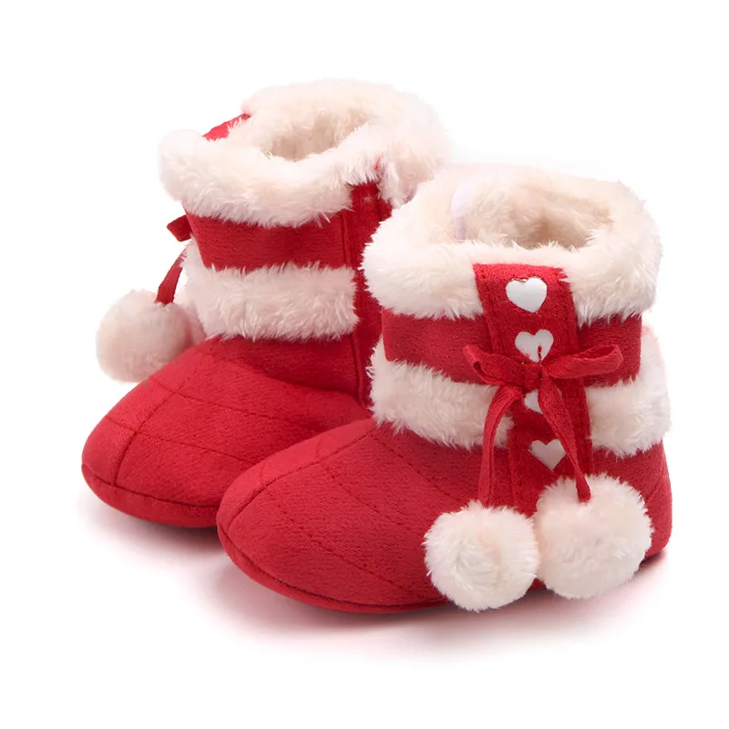 Ботинки для мальчиков и девочек; милые плюшевые ботинки с помпонами для маленьких мальчиков; короткие теплые мягкие зимние ботинки на мягкой подошве для малышей 0-18 месяцев