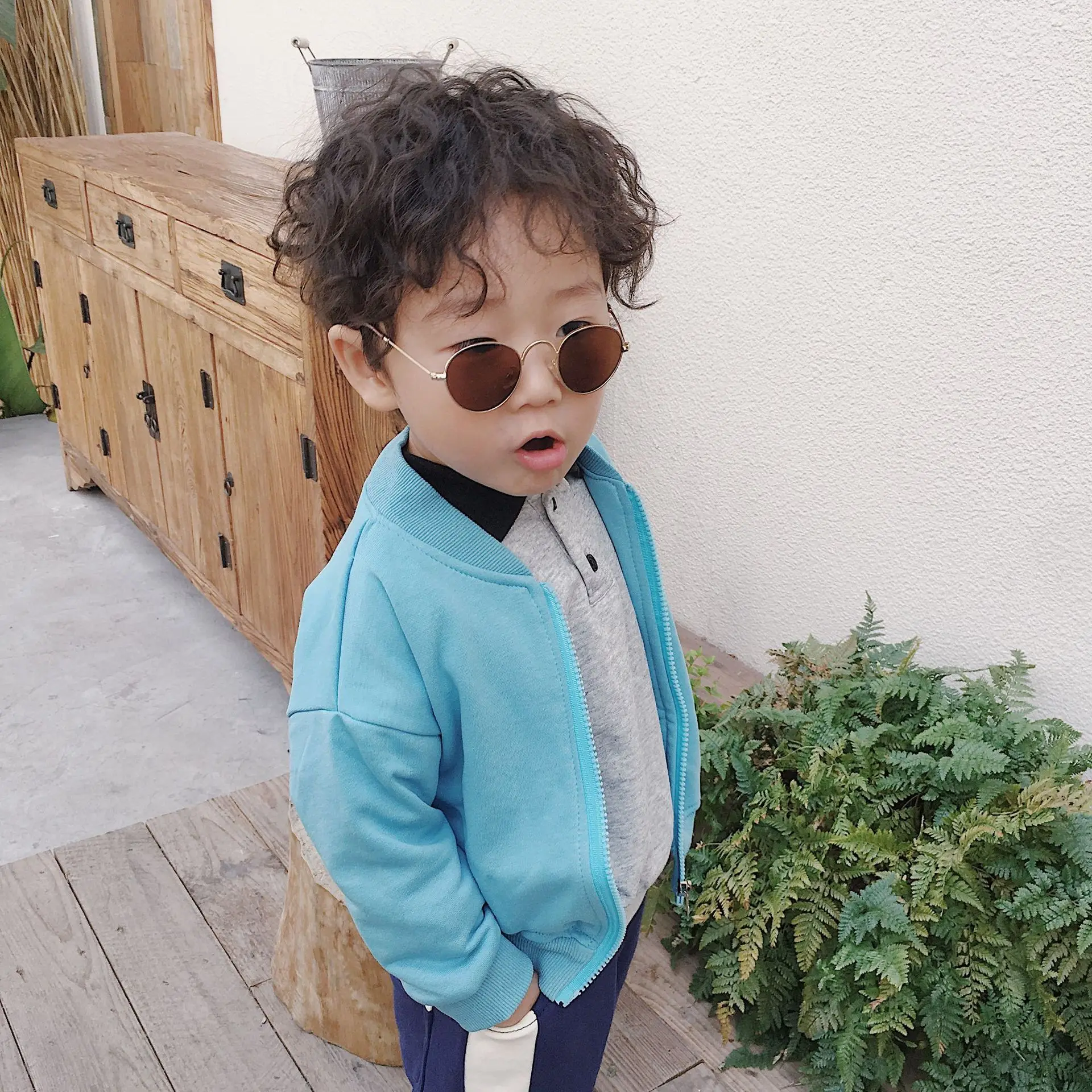 

New Style Spring And Autumn New Style Kids' Overcoat Korean-style Zip-up Shirt Men And Women Child Baby Solid Color Cardigan Cas