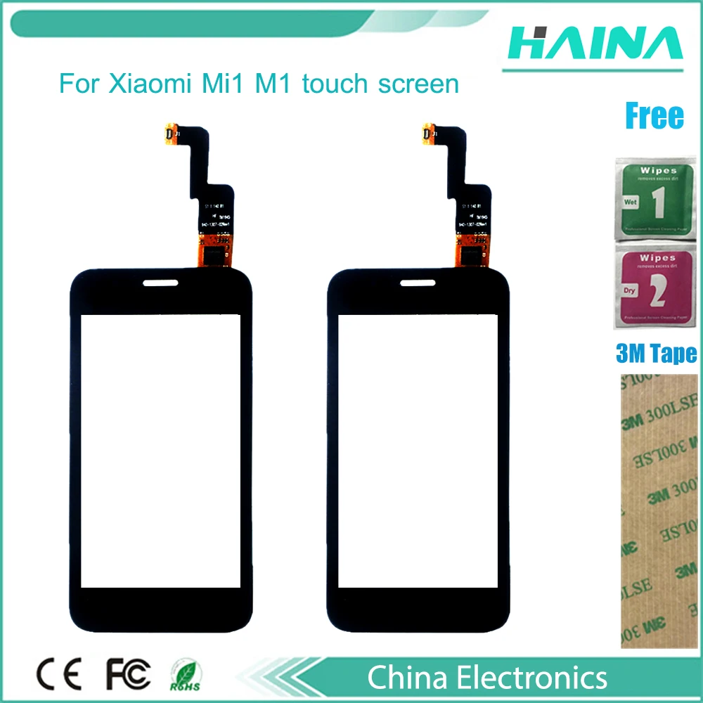 

4.5 inch + tape phone touch panel sensor touchscreen For Xiaomi Mi1 M1 touch screen digitizer front glass with black color