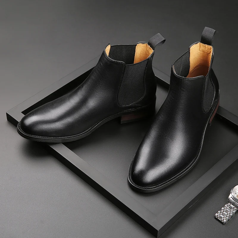 

Ботинки Челси мужские из коровьей кожи, винтажные полусапожки ручной работы, в британском стиле, повседневная обувь для работы на открытом воздухе, Осень-зима