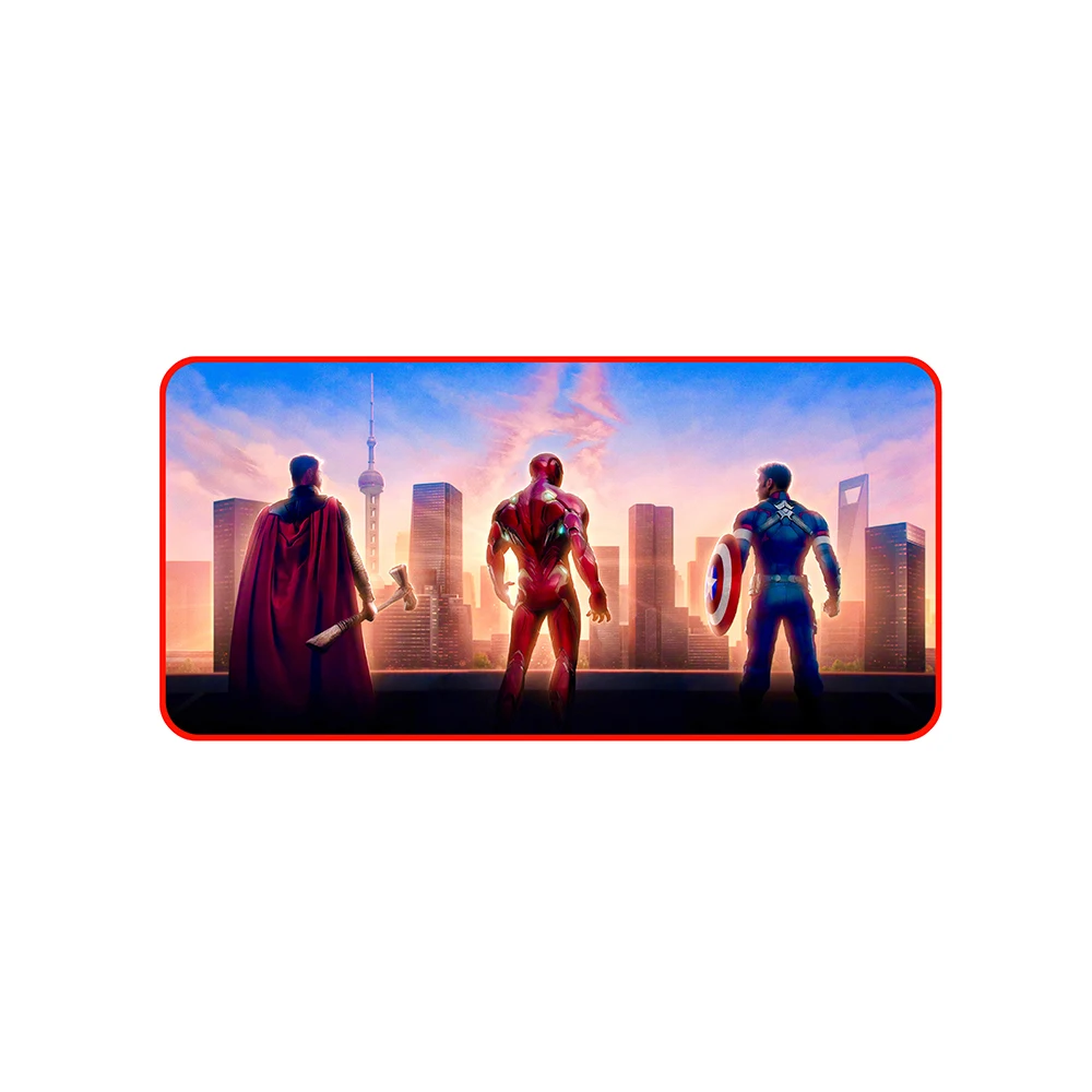  FFFAS Iron Man Mousepad Large Computer Mouse Mat Large LED Gaming Mouse Pad Night RGB USB Wired Lig