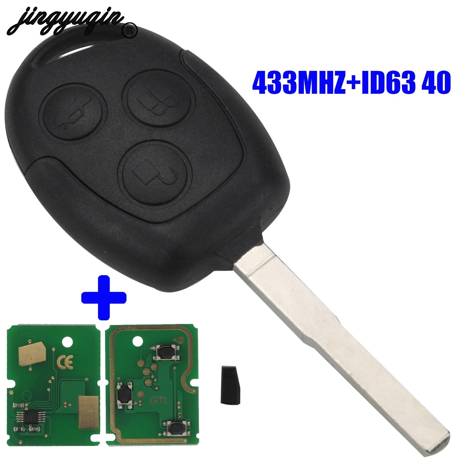 Jingyuqin 3 кнопки дистанционного ключа 315/433 МГц для Ford Focus Fiesta Fusion C-Max Mondeo Galaxy S-Max с