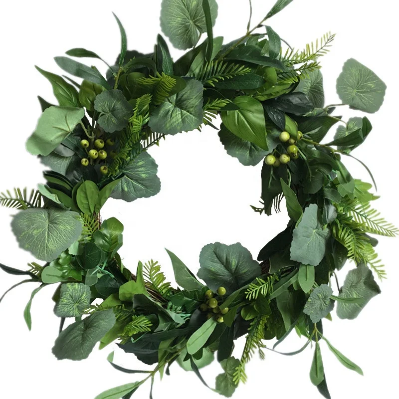 20 Inch Artificial Seasonal Evergreen Wreaths Year Round Full Green Door Hanging Decoration