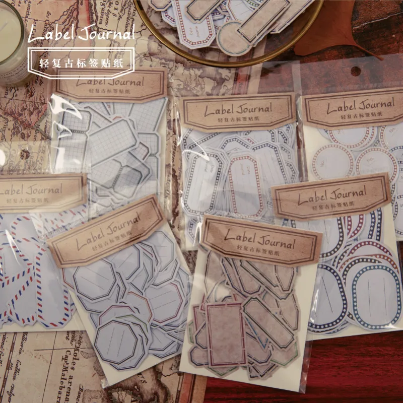 

AngelHere Store 50 Pcs/set Vintage Label Pattern Decorative Diary Sticker Kawaii Stationery Personality Sticker Planner Sticker