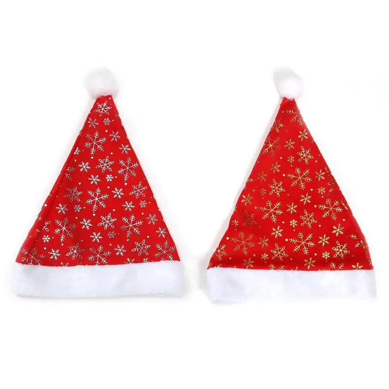 Warm Christmas Hat Soft Brushed Cloth Cute Snowflake Pattern Xmas Cap Adult New Year Hat Gift Decorative Accessories
