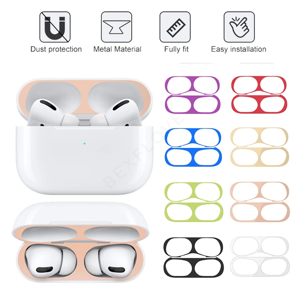 Металлическая крышка для Airpods Pro защита от пыли наклейка для Apple Air Pods 3 Чехол Защита от пыли Защитная наклейка защита кожи Аксессуары