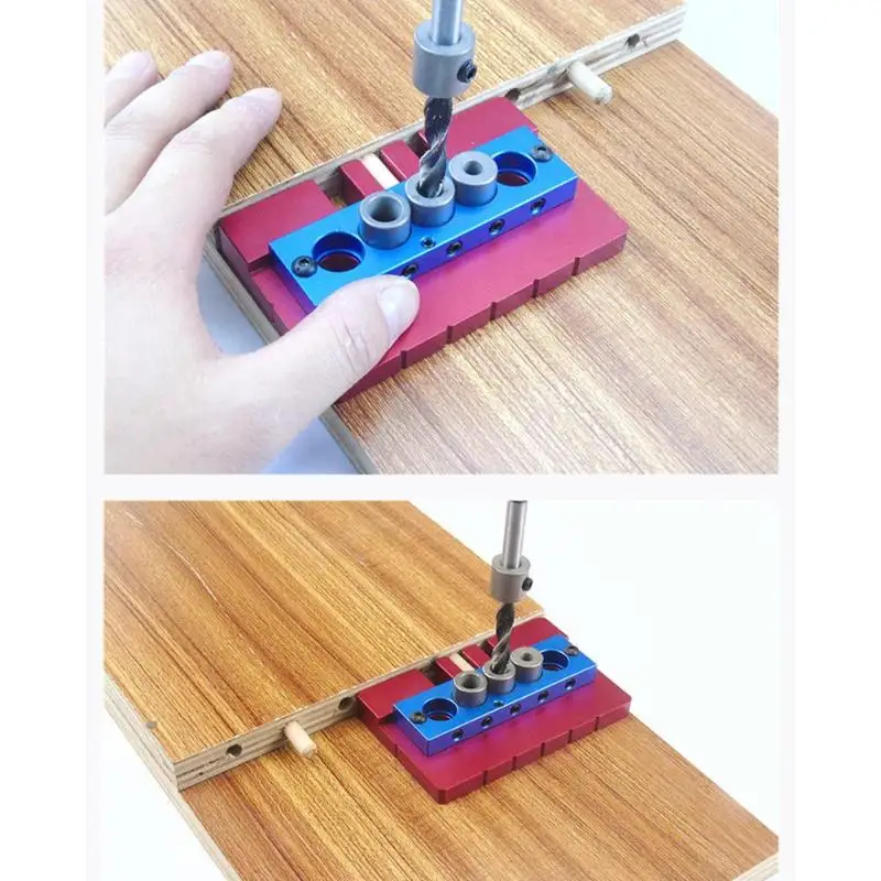 

Aluminium Alloy 6/8/10mm Drilling Hole Jig Dowelling Tools for Woodworking Log Tenon Punch Locator 110*69*28.5mm