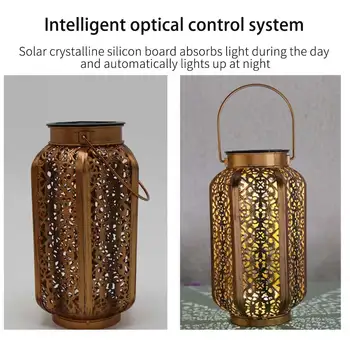 

Backyard Pathway Patio Portable Lawn For Garden Hanging Lights Porch Outdoor Decor Solar Lantern Retro Iron Yard With Handle