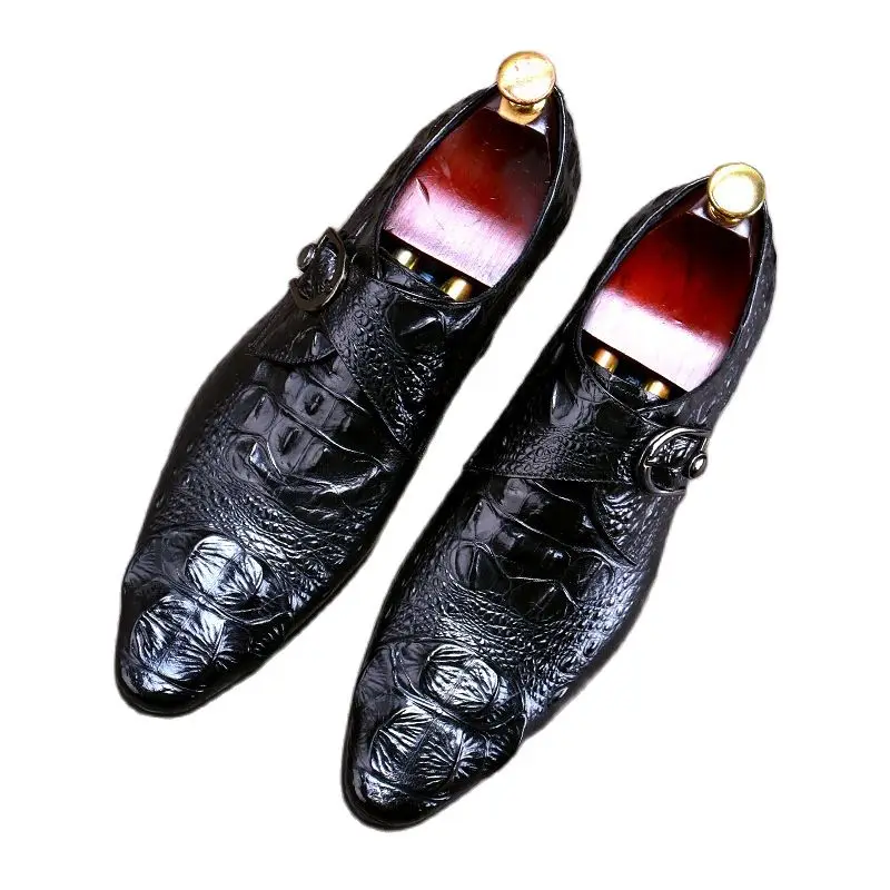 

27101-1 Winter Handmade Crocodile Leather Shoes New Men's British Genuine Leather Business Large Size Shoes Formal Men's Shoes