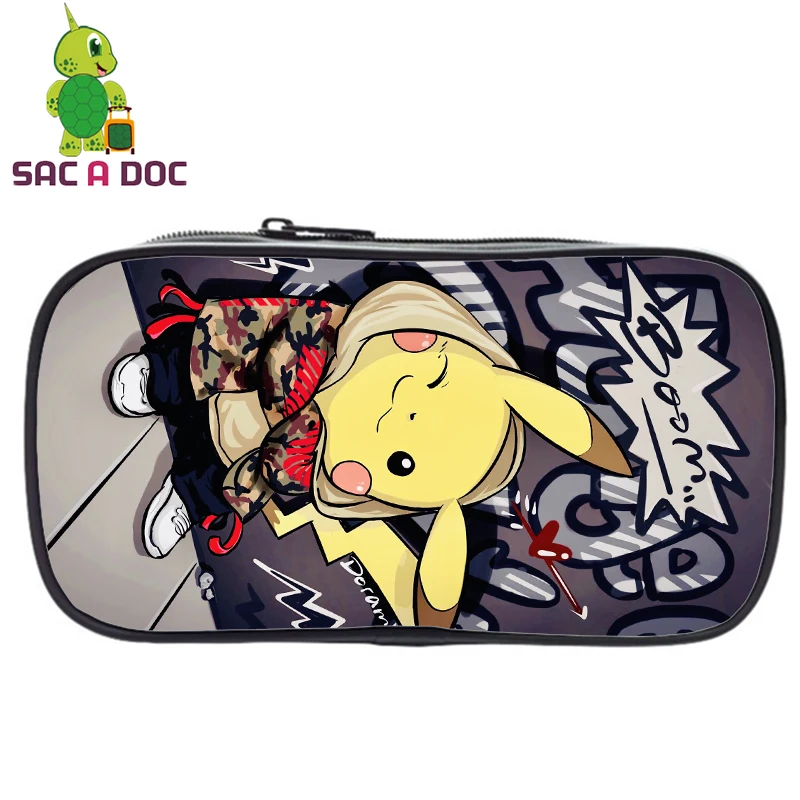 Детский чехол-карандаш Pokemon с принтом в стиле Пикачу ручка для девочек Сумка для макияжа коробки для подростков на молнии дорожная косметичка канцелярские сумки - Цвет: 111-ff-1128-1