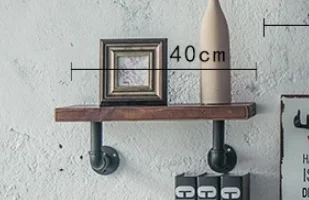 Винтажные деревянные настенные полки антикварный телевизионный фон железные деревянные настенные полки для дома и хранения полочки-органайзеры для стены - Цвет: 40x20x2cm