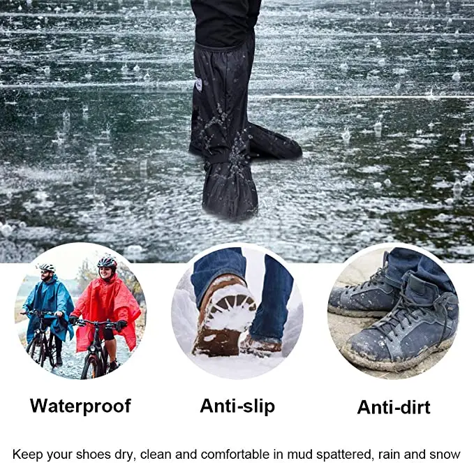 Couvre-chaussures imperméables avec réflecteur, coordonnants avec fermeture  éclair, bottes de pluie pliables et réutilisables pour le cyclisme, la  boue, la neige et le camping, hommes et femmes - AliExpress