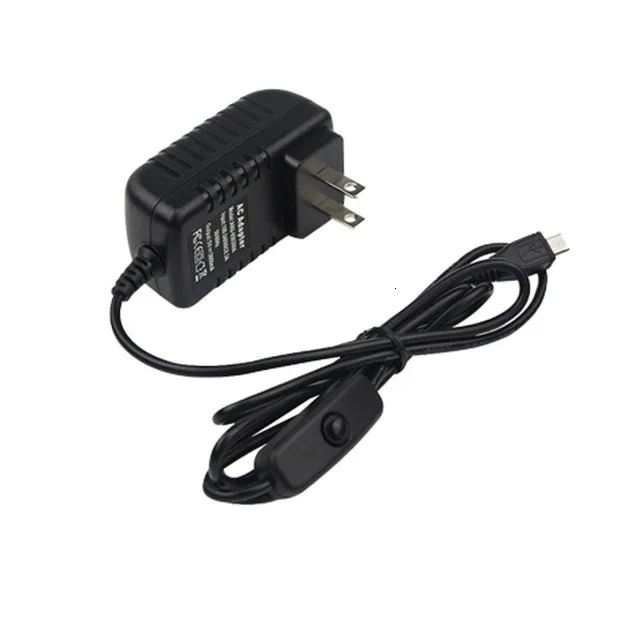 USPlug Raspberry Pi 3 5V 3A зарядное устройство адаптер переменного тока Micro USB кабель с выключателем питания Banana Pi Pro Модель B+ Plus - Цвет: USPlug