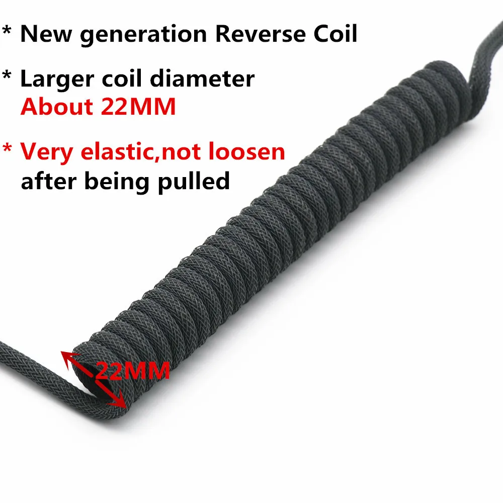 Usb tipo c Cabo Coiled Teclado de Bobina Reversa Forma l Dupla Manga Mini Micro Gx16 Aviador Cabo Não Afrouxe Mais Grosso od 22 mm - Imagem 5