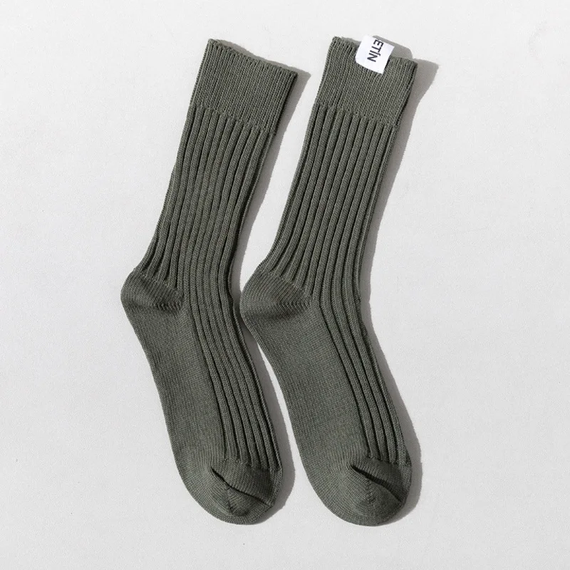 Новые модные теплые и утолщенные свободные мужские носки из чистого хлопка с толстой иглой высокого качества Весна Осень Зима трендовые уличные носки - Цвет: army green