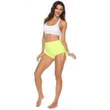 Стиль шорты для йоги с боковой шнуровкой Регулируемая длина тренировки шорты женские ребристые Бесшовные Фитнес-Спорт Шорты