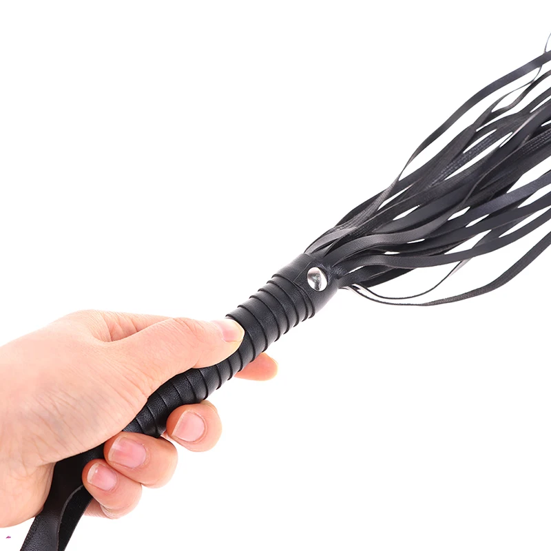 High Quality Pu Leather Pimp Whip Racing Riding Crop Party Flogger Hand Cuffs Queen Black Horse Riding Whip 1pcs