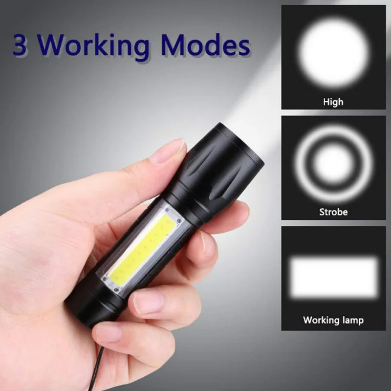 Flashlight USB Rechargeable Led Flashlights Mini Portable Flashlight Powerful Telescopic Zoom Torch For Camping Night Lighting