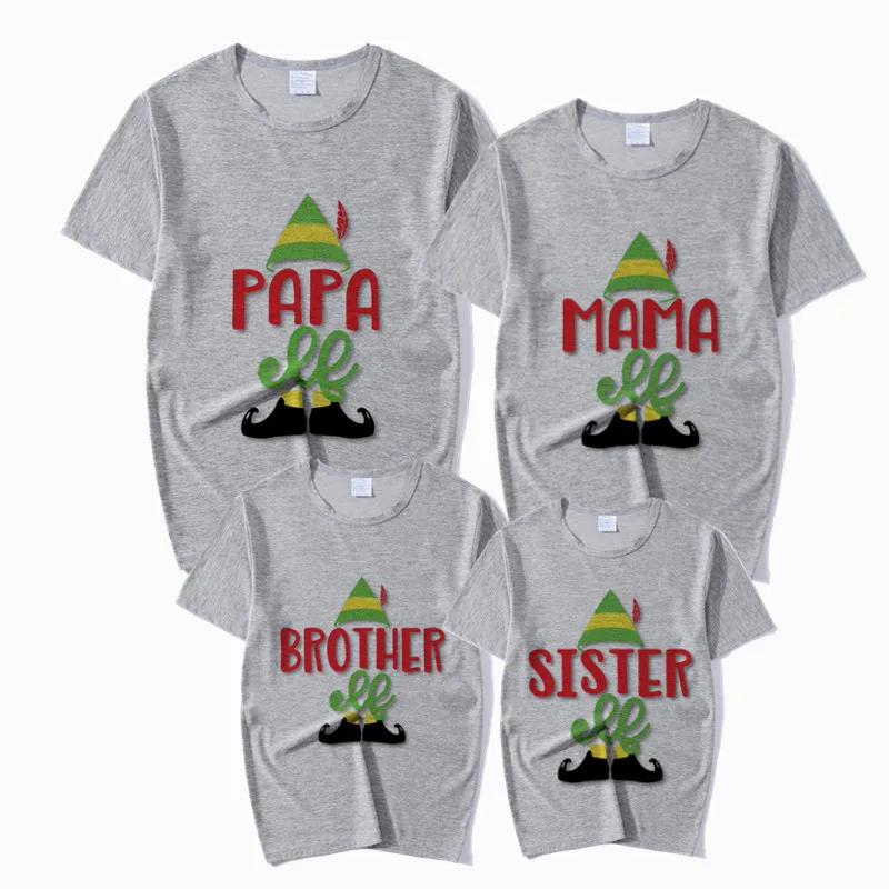 Семья сестра, мама, папа, одинаковые рождественские комплекты с принтом, футболка мама папа, сын, девочка, семейная одежда детская футболка