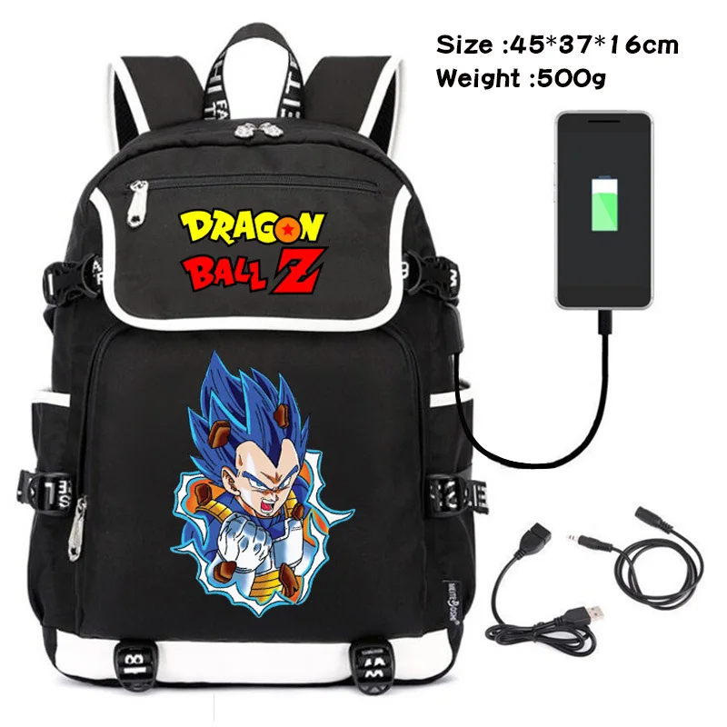 Аниме Dragon Ball Z Супер Saiyan рюкзак мультфильм usb зарядка сумка для ноутбука Сон Гоку Подростковая школьная сумка на плечо