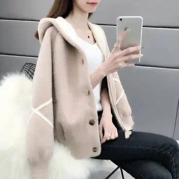 

Autumn Winter Mink Fur Women 2019 Casual Loose Short Teddy Coat Female Vintage Thick Faux Fur Jackets Plush Overcoat