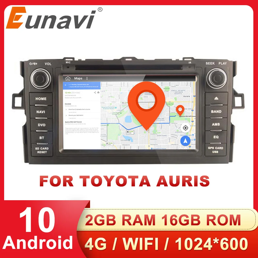 Автомагнитола Eunavi 7 дюймов Android 2 din DVD GPS для хэтчбека Toyota Auris аудио навигация