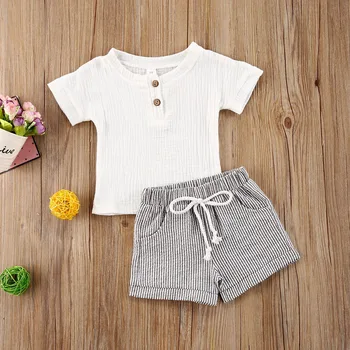 

AA Boys Clothing Newborn Infant Baby Boy Clothes Short Tops T-shirt Striped Shorts Pants Cotton Boys Outfits Sets