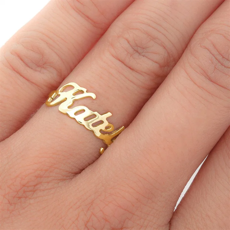 Gold Personalized Initial Ring Your name initials customize your rings_副本