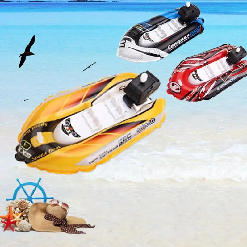 Baby Shower Boat Toy Kid Bath Water Toy Clockwork Wind Up Inflatable Boat Ship Play Water Bathroom Bath Toy