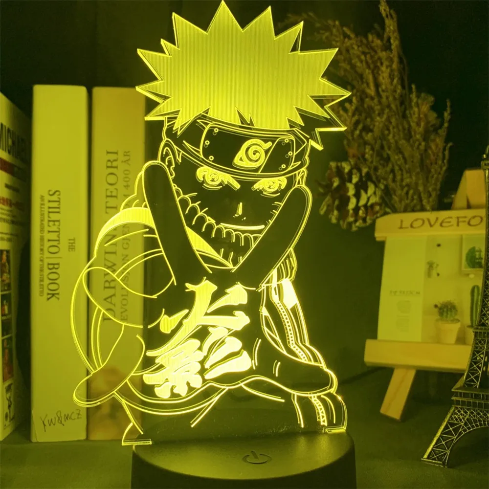 Naruto Uzumaki Uchiha Marada Anime Figures 3d Touch Night Lights Visual Led Action Model Doll Sasuke Jiraiya Lighting Figurals