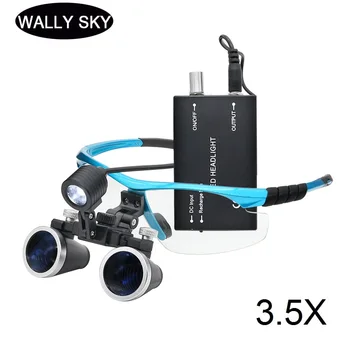 

Dental Loupe 3.5X Medical Operation Binocular Loupe with LED Headlight Rechargeable Lithium Battery Magnifying Glasses with Lamp