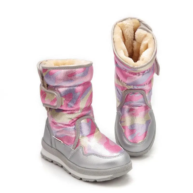

Girls shoes Pink Boots 2019 new style Kids snow boot winter warm fur antiskid outsole plus size 27 to 41 boots free shipping hot