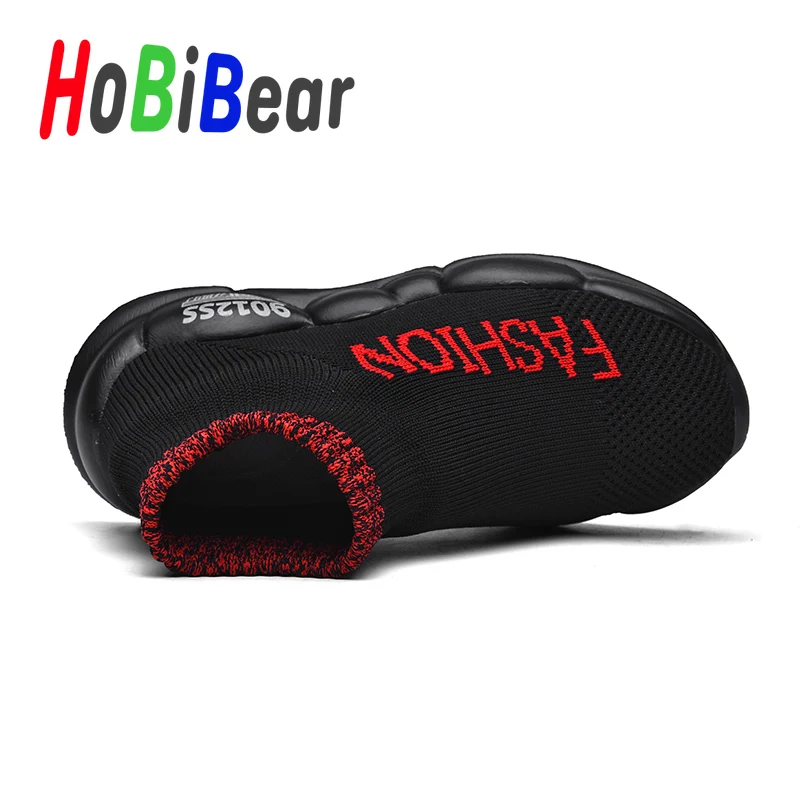 HOBIBEAR/Молодежная повседневная обувь для мальчиков детские носки с высоким берцем для девочек спортивная обувь модная белая обувь для детей, обувь без шнуровки для больших девочек