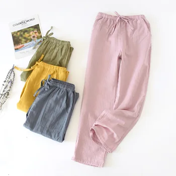 

Autumn New Women Sleep Bottom Comfort Cotton Pants Solid Color Loose Thin Homewear Pants Sleepwear Pants