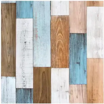 

YOUKER Mediterranean Retro Blue 3D Wood Grain Waterproof Background Wall Plank Wallpaper
