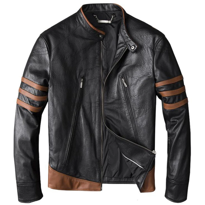 

Wolverine Series Streetwear Mens Sheepskin Real Leather Jacket and Coats Motorcycle Genuine Leather Jackets Male Clothing A768