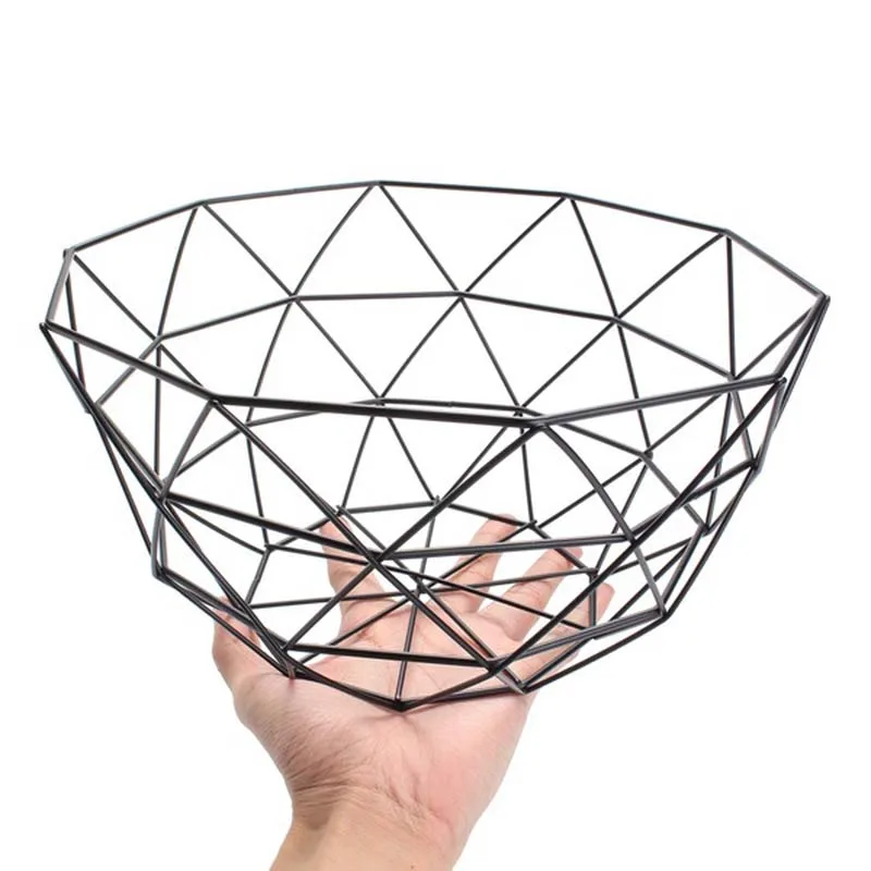 Nordic Style Fruit Basket Wire Decorated Metal Storage Black Display Bowl Rack Vegetable Table Dining Decoration | Дом и сад