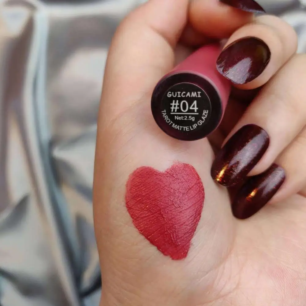 GUICAMI matte lip gloss sexy red rose pumpkin lip cream long lasting waterproof liquid lipstick tattoo AC203