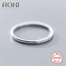 ROXI, 925 пробы, серебряные, прозрачные, CZ, простые кольца на палец для женщин, обручальное, обручальное кольцо, штабелируемое, юбилейное кольцо, вечность