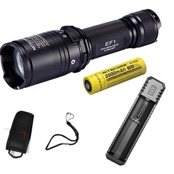 

NITECORE EF1 Explosion-proof flashlight use 1*18650 and 2*CR123 one-hand brightness adjustment +3500mAh 18650 Battery + charger