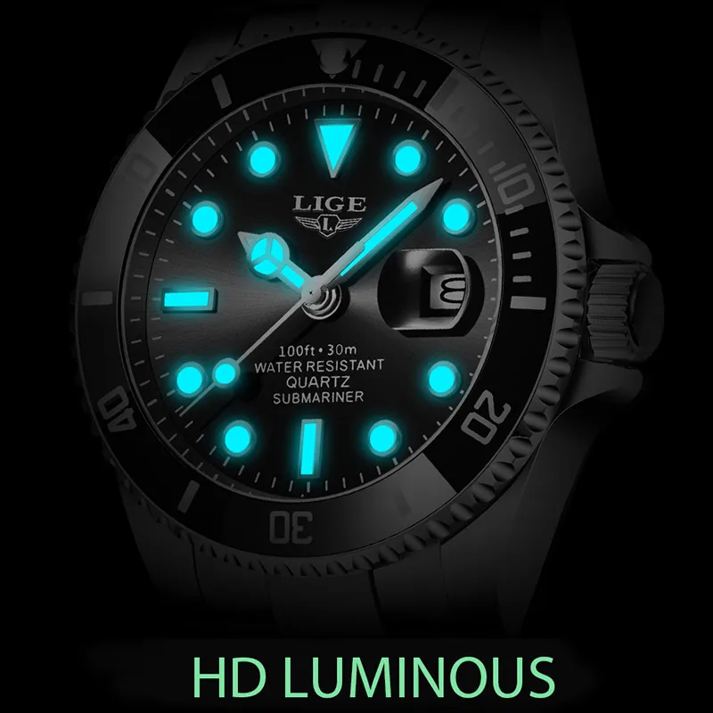 2021 New LIGE Mens Watches Fashion Business Waterproof Quartz Wrist Watch Men Top Brand Luxury Stainless Steel Sport Clock Male
