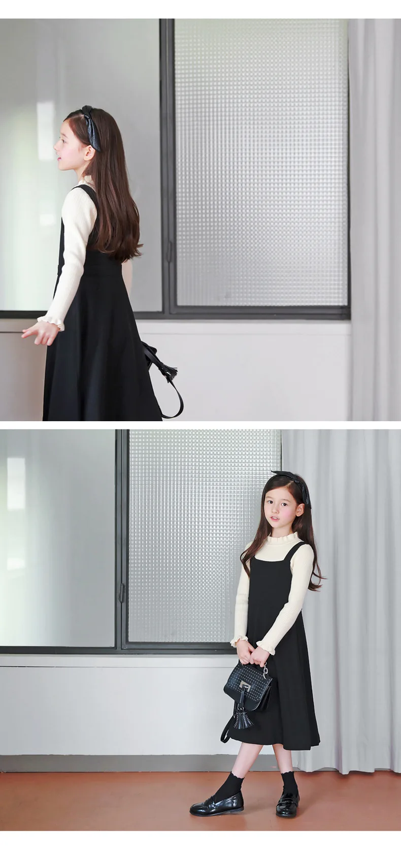 Новое осеннее платье для малышей пляжный комбинезон Детские платья для джемпер для девушки подтяжки детское черное платье Высокая талия мама и я#5346