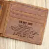 Free Engraving 100% Genuine Leather Men Wallet Gift Of Dad To Son V E1001-1015 Small Mini Card Holder Card Wallet Men 1