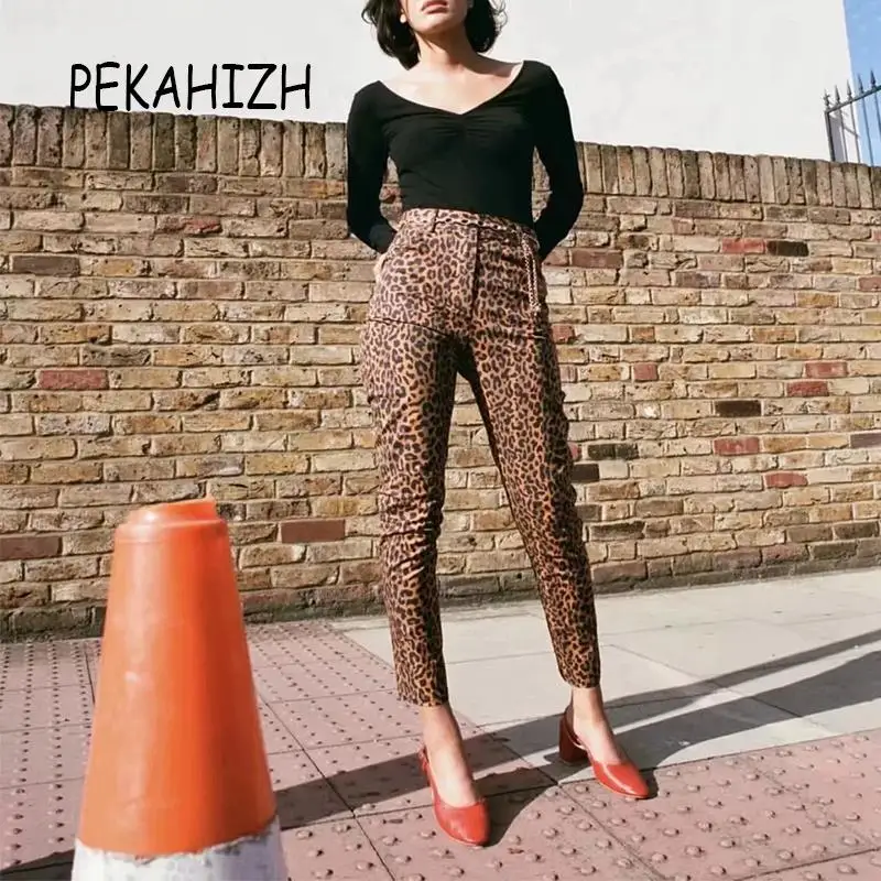 2019 autumn winter trousers women leopard pants korean pants snake skin pants oversized women winter skinny pant womens clothing
