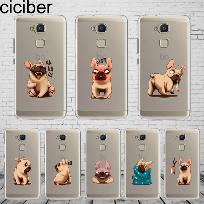 

ciciber Cartoon Bulldog Funda For BQ Aquaris C U2 U X5 V VS X2 X Lite Pro Plus E5 M4.5 M5 M5.5 Phone Case Soft TPU Cover Coque